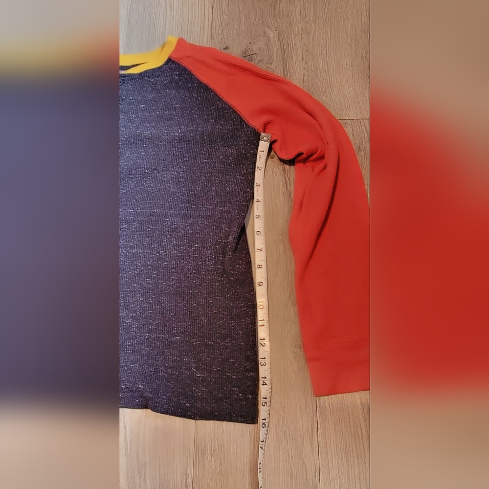 Wonder Nation Henley Colorblock Orange, Yellow, Blue Long Sleeve Top, Boy's XXL - Picture 5 of 13